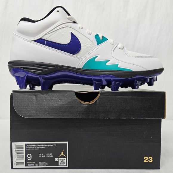 Jordan Stadium 90 Low TD‎ Football Cleats HQ0210-105 White Purple Men Size 9 main image 7